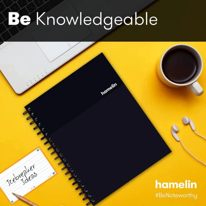 Hamelin, Spiral Notebook, 8x10in, College Ruled, Hardcover, 75 shts/150 Pgs, 1 Subject Notebook, MIDNIGHT Black - Image 3